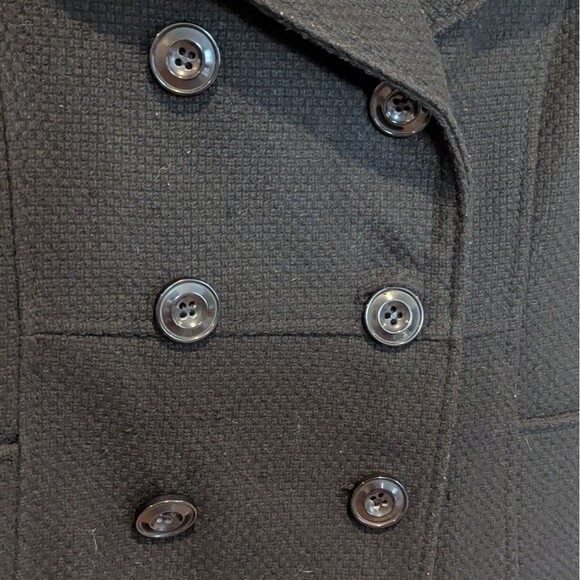 Nine West Size 6 Black Wool Fit And Flare Pea Coat Wool Blend Double Breasted - Picture 5 of 10